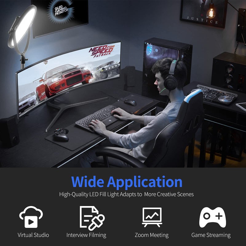 GVM Great Video Maker GVM Desk Mount LED Video Light, 10'' Round Key Light with Built-in Diffuser and LCD Display, Bi-Color Professional Light for Game/Studio/Streaming/YouTube Video Shooting, APP Control CRI 97+ - Image 3